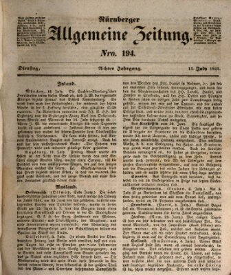 Nürnberger Zeitung (Fränkischer Kurier) Dienstag 13. Juli 1841