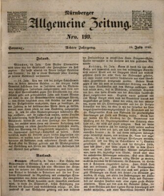 Nürnberger Zeitung (Fränkischer Kurier) Sonntag 18. Juli 1841