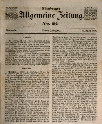 Nürnberger Zeitung (Fränkischer Kurier) Mittwoch 21. Juli 1841