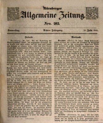 Nürnberger Zeitung (Fränkischer Kurier) Donnerstag 22. Juli 1841