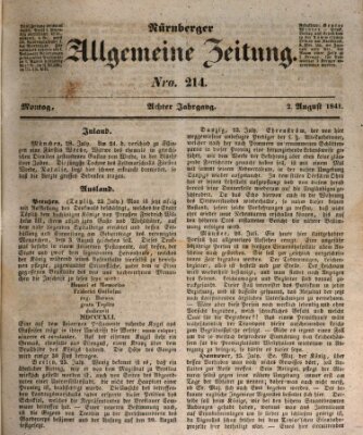 Nürnberger Zeitung (Fränkischer Kurier) Montag 2. August 1841