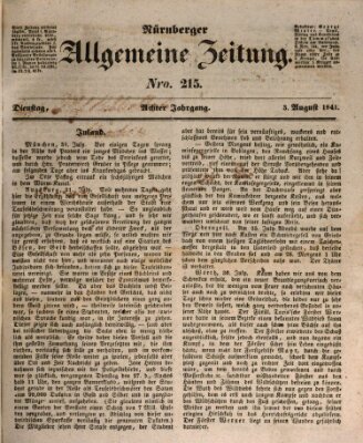 Nürnberger Zeitung (Fränkischer Kurier) Dienstag 3. August 1841