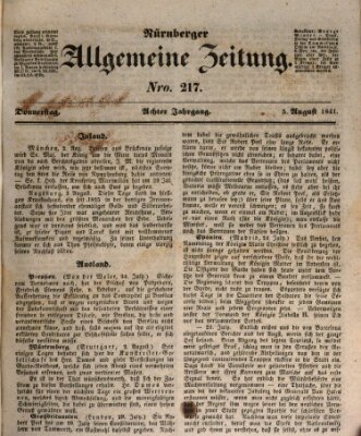 Nürnberger Zeitung (Fränkischer Kurier) Donnerstag 5. August 1841