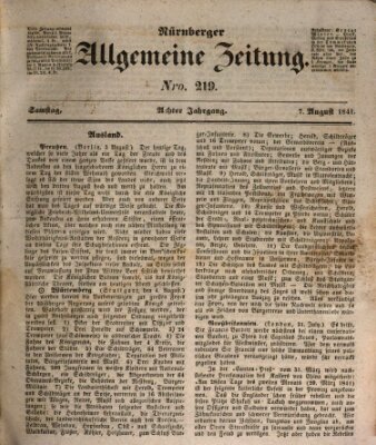 Nürnberger Zeitung (Fränkischer Kurier) Samstag 7. August 1841