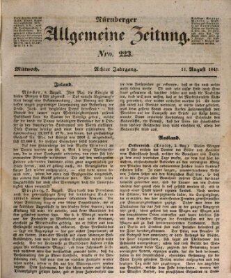 Nürnberger Zeitung (Fränkischer Kurier) Mittwoch 11. August 1841