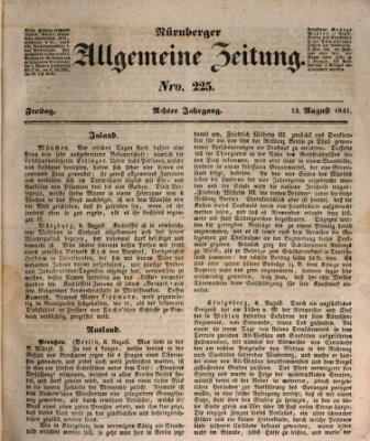 Nürnberger Zeitung (Fränkischer Kurier) Freitag 13. August 1841