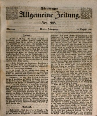 Nürnberger Zeitung (Fränkischer Kurier) Montag 16. August 1841