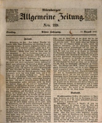 Nürnberger Zeitung (Fränkischer Kurier) Dienstag 17. August 1841