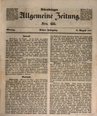 Nürnberger Zeitung (Fränkischer Kurier) Montag 23. August 1841