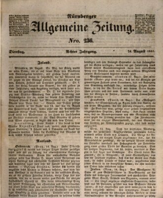 Nürnberger Zeitung (Fränkischer Kurier) Dienstag 24. August 1841