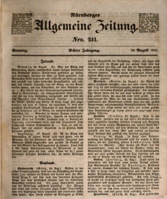 Nürnberger Zeitung (Fränkischer Kurier) Sonntag 29. August 1841