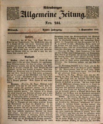 Nürnberger Zeitung (Fränkischer Kurier) Mittwoch 1. September 1841