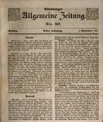 Nürnberger Zeitung (Fränkischer Kurier) Samstag 4. September 1841