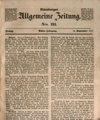 Nürnberger Zeitung (Fränkischer Kurier) Freitag 10. September 1841