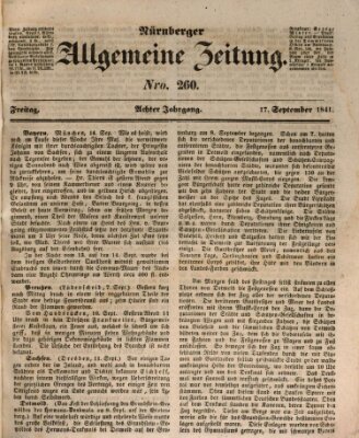 Nürnberger Zeitung (Fränkischer Kurier) Freitag 17. September 1841