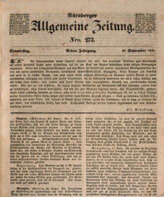 Nürnberger Zeitung (Fränkischer Kurier) Donnerstag 30. September 1841