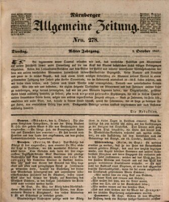 Nürnberger Zeitung (Fränkischer Kurier) Dienstag 5. Oktober 1841