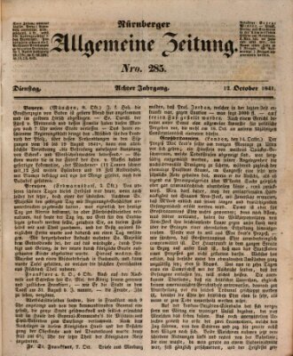 Nürnberger Zeitung (Fränkischer Kurier) Dienstag 12. Oktober 1841