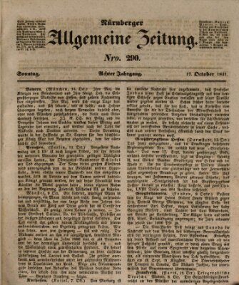 Nürnberger Zeitung (Fränkischer Kurier) Sonntag 17. Oktober 1841