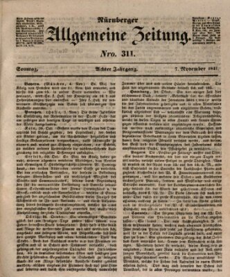 Nürnberger Zeitung (Fränkischer Kurier) Sonntag 7. November 1841