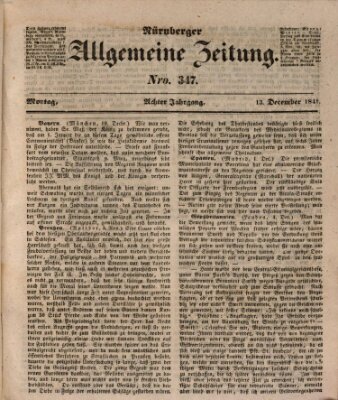 Nürnberger Zeitung (Fränkischer Kurier) Montag 13. Dezember 1841