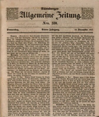 Nürnberger Zeitung (Fränkischer Kurier) Donnerstag 16. Dezember 1841