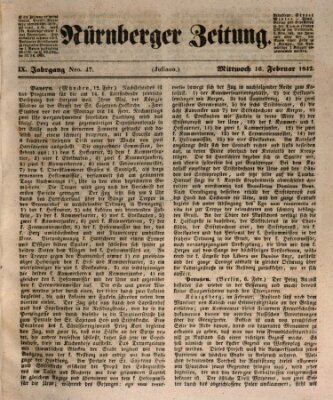 Nürnberger Zeitung (Fränkischer Kurier) Mittwoch 16. Februar 1842