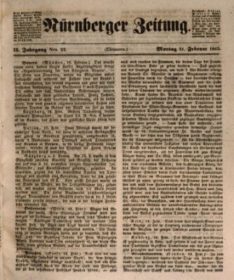 Nürnberger Zeitung (Fränkischer Kurier) Montag 21. Februar 1842