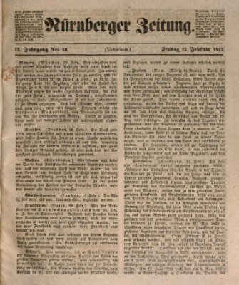 Nürnberger Zeitung (Fränkischer Kurier) Freitag 25. Februar 1842