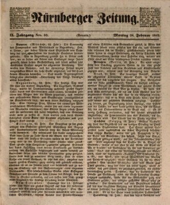 Nürnberger Zeitung (Fränkischer Kurier) Montag 28. Februar 1842