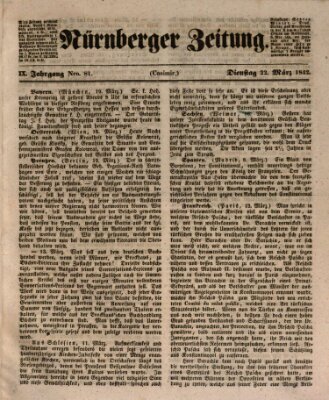 Nürnberger Zeitung (Fränkischer Kurier) Dienstag 22. März 1842