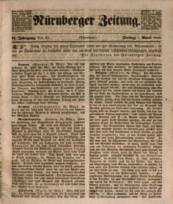 Nürnberger Zeitung (Fränkischer Kurier) Freitag 1. April 1842