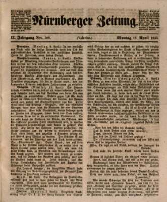 Nürnberger Zeitung (Fränkischer Kurier) Montag 18. April 1842