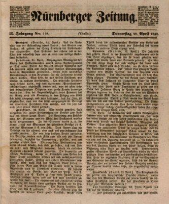 Nürnberger Zeitung (Fränkischer Kurier) Donnerstag 28. April 1842