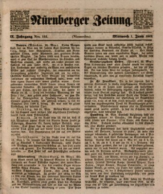 Nürnberger Zeitung (Fränkischer Kurier) Mittwoch 1. Juni 1842