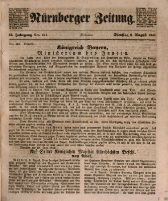 Nürnberger Zeitung (Fränkischer Kurier) Dienstag 9. August 1842