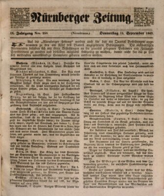 Nürnberger Zeitung (Fränkischer Kurier) Donnerstag 15. September 1842