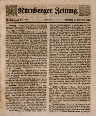 Nürnberger Zeitung (Fränkischer Kurier) Montag 3. Oktober 1842