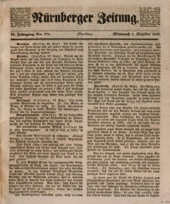 Nürnberger Zeitung (Fränkischer Kurier) Mittwoch 5. Oktober 1842