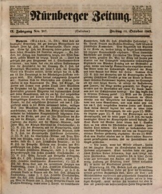 Nürnberger Zeitung (Fränkischer Kurier) Freitag 14. Oktober 1842