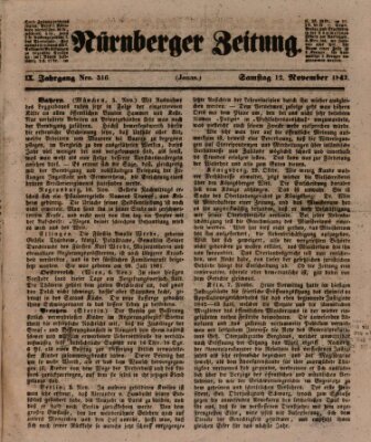 Nürnberger Zeitung (Fränkischer Kurier) Samstag 12. November 1842