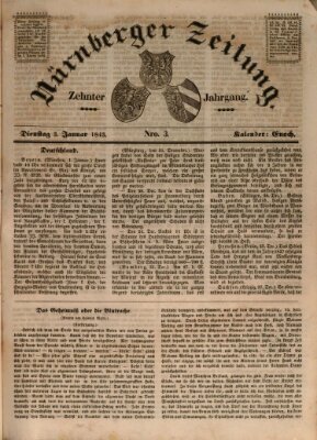 Nürnberger Zeitung (Fränkischer Kurier) Dienstag 3. Januar 1843