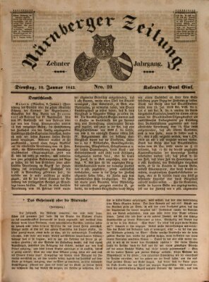 Nürnberger Zeitung (Fränkischer Kurier) Dienstag 10. Januar 1843