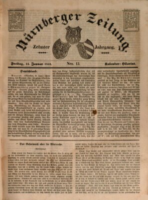 Nürnberger Zeitung (Fränkischer Kurier) Freitag 13. Januar 1843