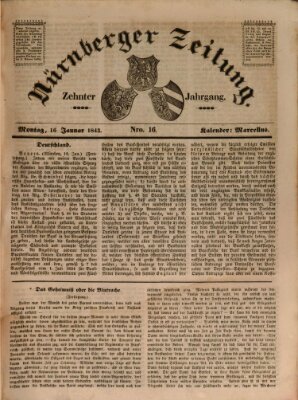 Nürnberger Zeitung (Fränkischer Kurier) Montag 16. Januar 1843