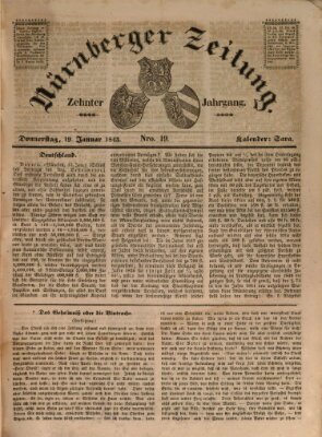 Nürnberger Zeitung (Fränkischer Kurier) Donnerstag 19. Januar 1843