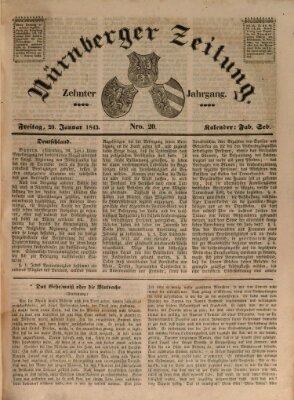 Nürnberger Zeitung (Fränkischer Kurier) Freitag 20. Januar 1843