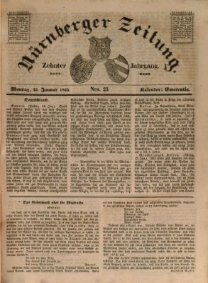 Nürnberger Zeitung (Fränkischer Kurier) Montag 23. Januar 1843