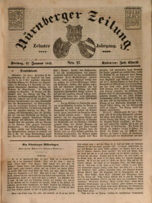 Nürnberger Zeitung (Fränkischer Kurier) Freitag 27. Januar 1843