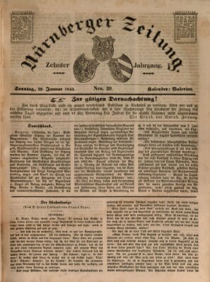 Nürnberger Zeitung (Fränkischer Kurier) Sonntag 29. Januar 1843